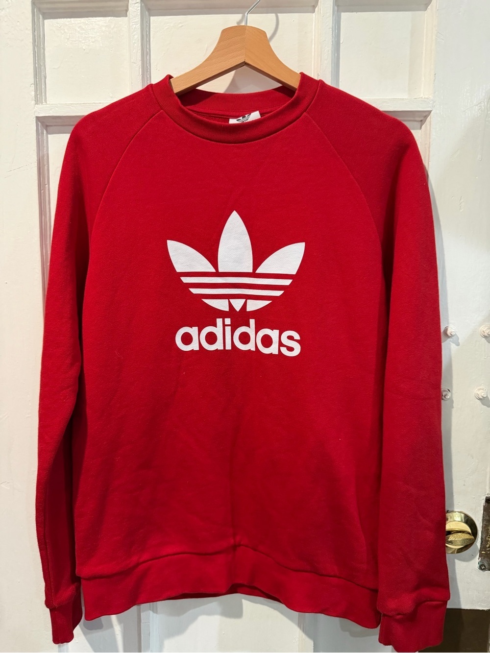 adidas Red Crewneck Sweatshirt with White Trefoil Logo